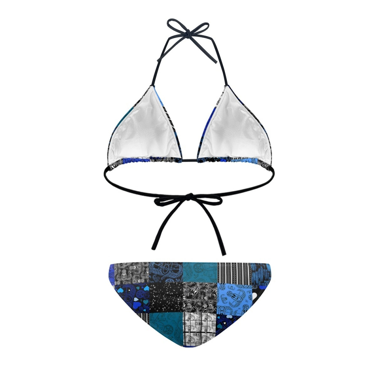 Women's String Bikini Style 3 - "EOD Patchwork" (Blues)