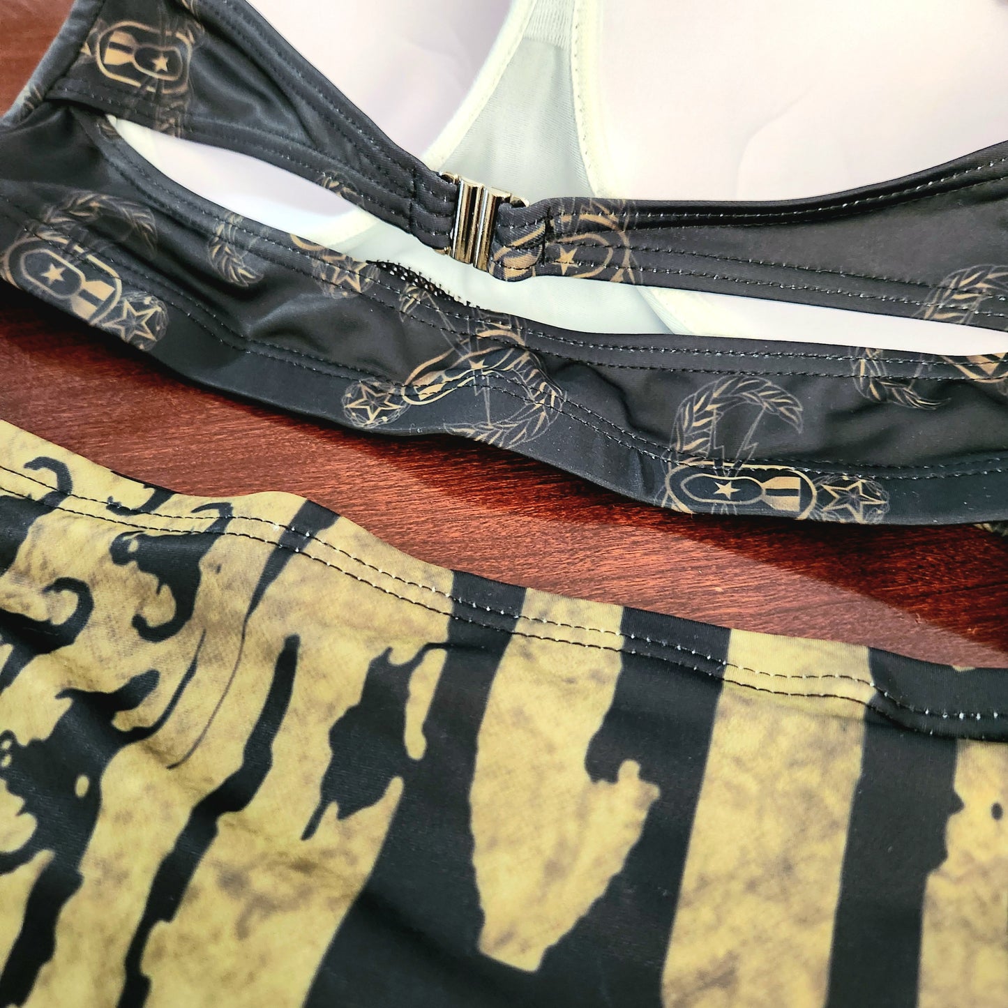 Women's Retro Halter Two-Piece - "EOD Badges & Flags" (OD Green & Black)