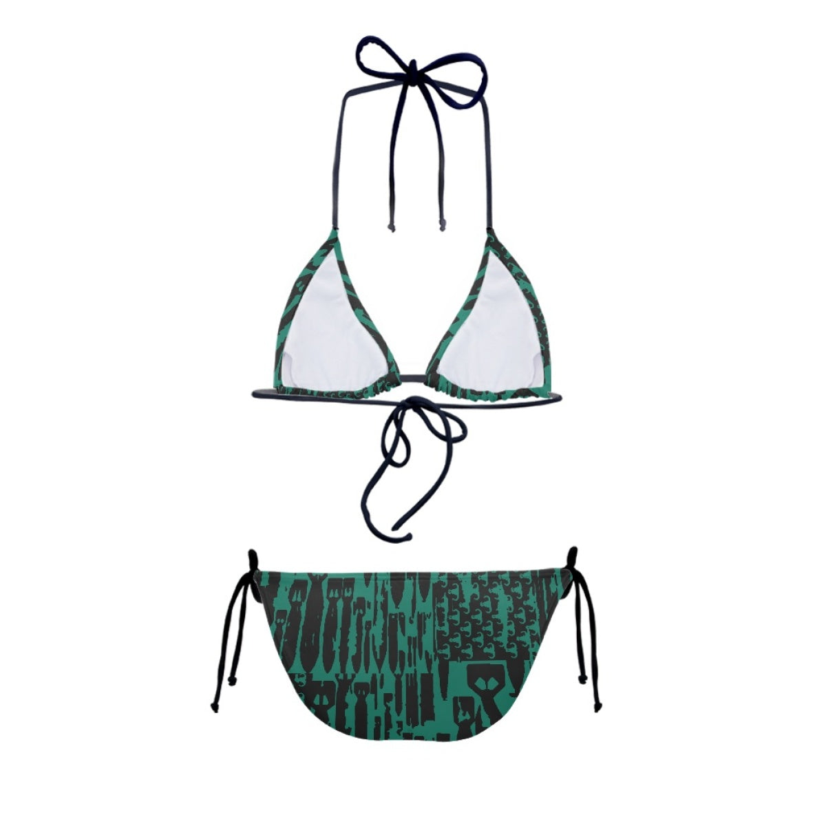 Women's String Bikini Style 2 - "EOD Bomb Flag" (Black on Green)