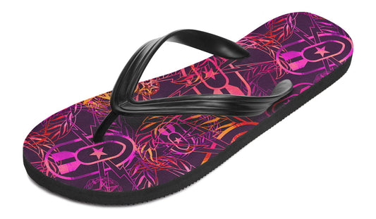 Flip Flops - "It's 5 o'clock Somewhere" (Yellow/Orange/Purple) Size 5/6
