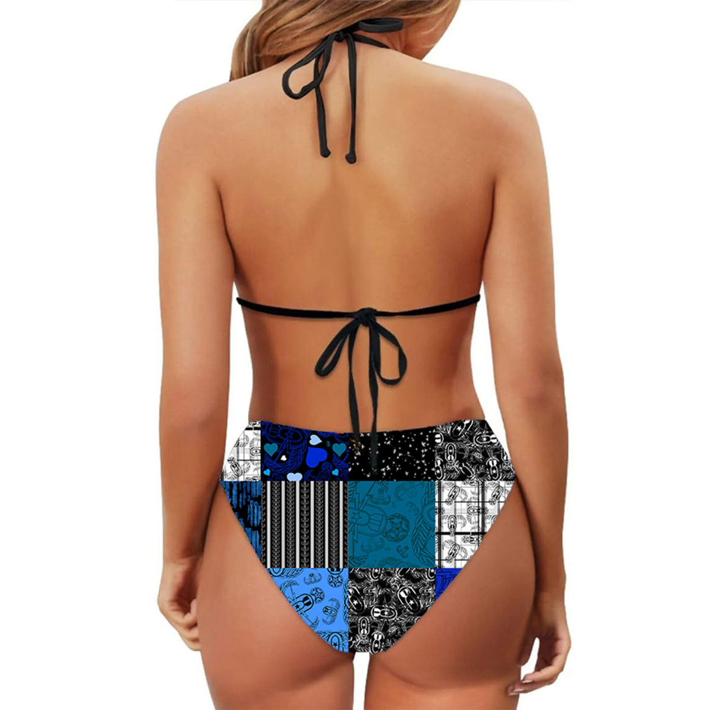 Women's String Bikini Style 3 - "EOD Patchwork" (Blues)