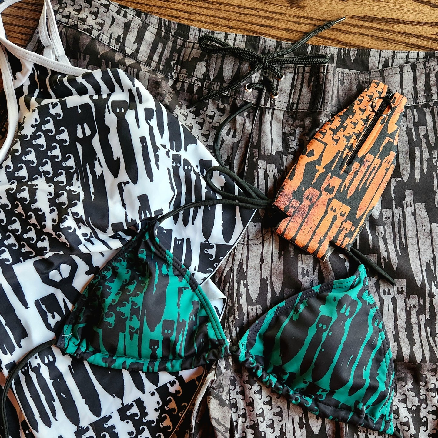 Women's String Bikini Style 2 - "EOD Bomb Flag" (Black on Green)