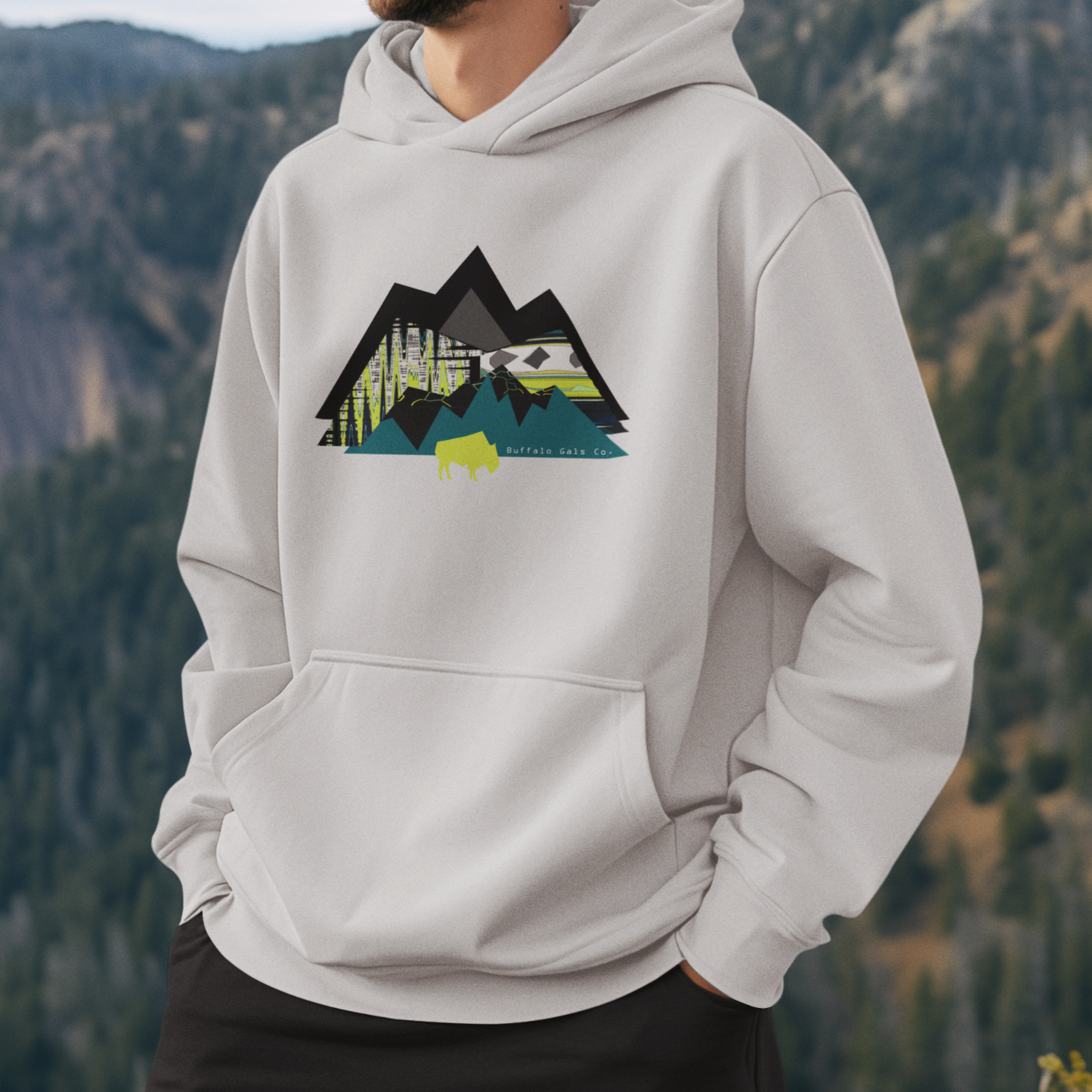 Hoodie Sweat Shirt - "Chartreuse Mountains"