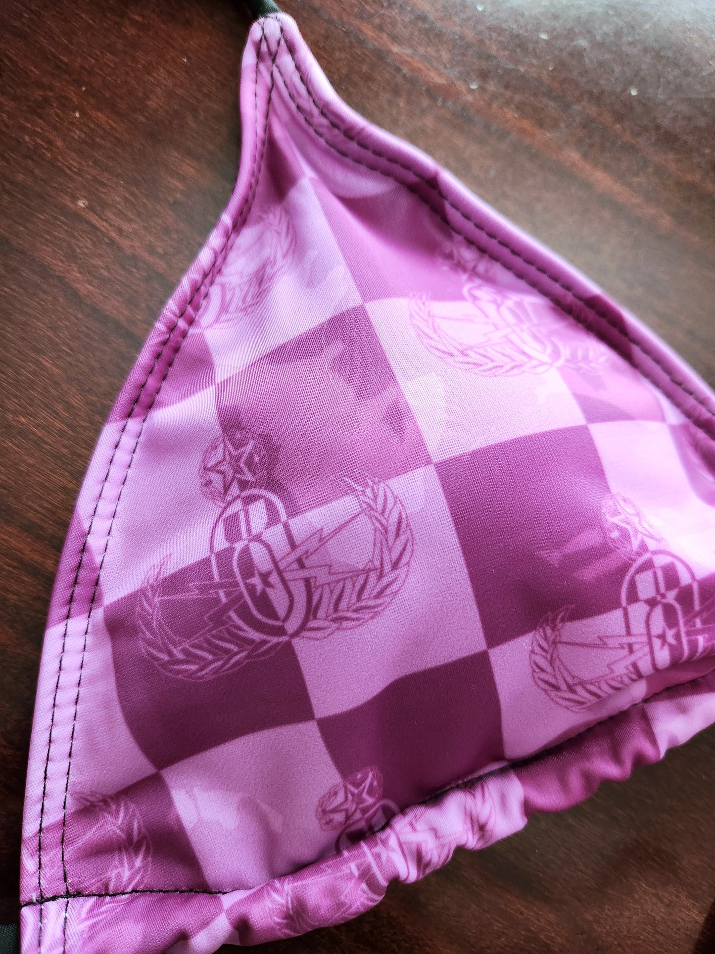 Women's String Bikini Style 3 - "EOD Buffoulage Checkered Flag" (Lilac & Black)