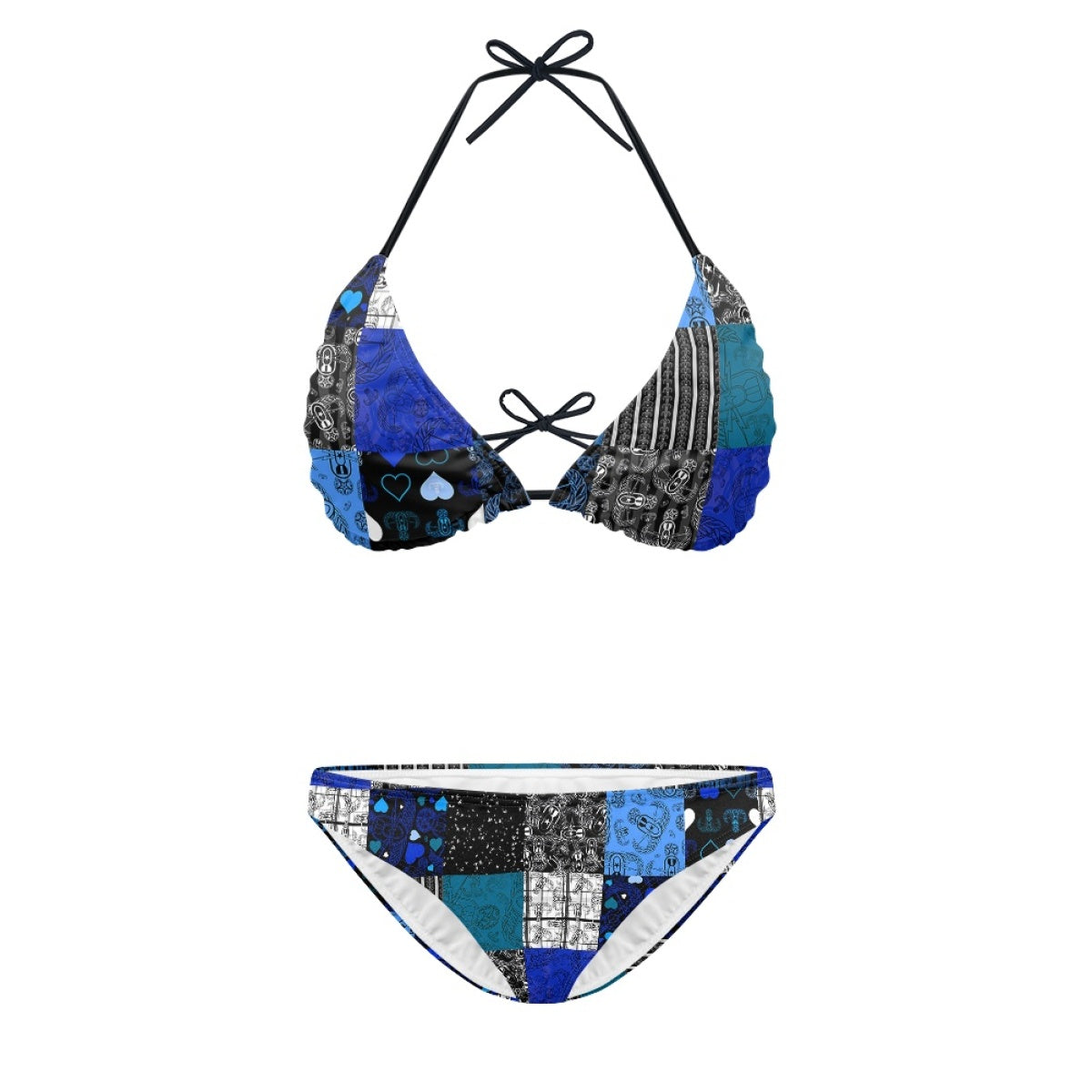 Women's String Bikini Style 3 - "EOD Patchwork" (Blues)