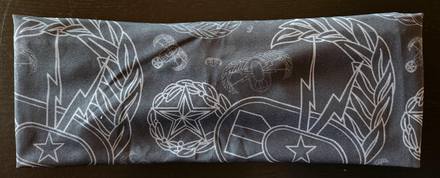 "EOD Badges" Headband (Grey on Black)