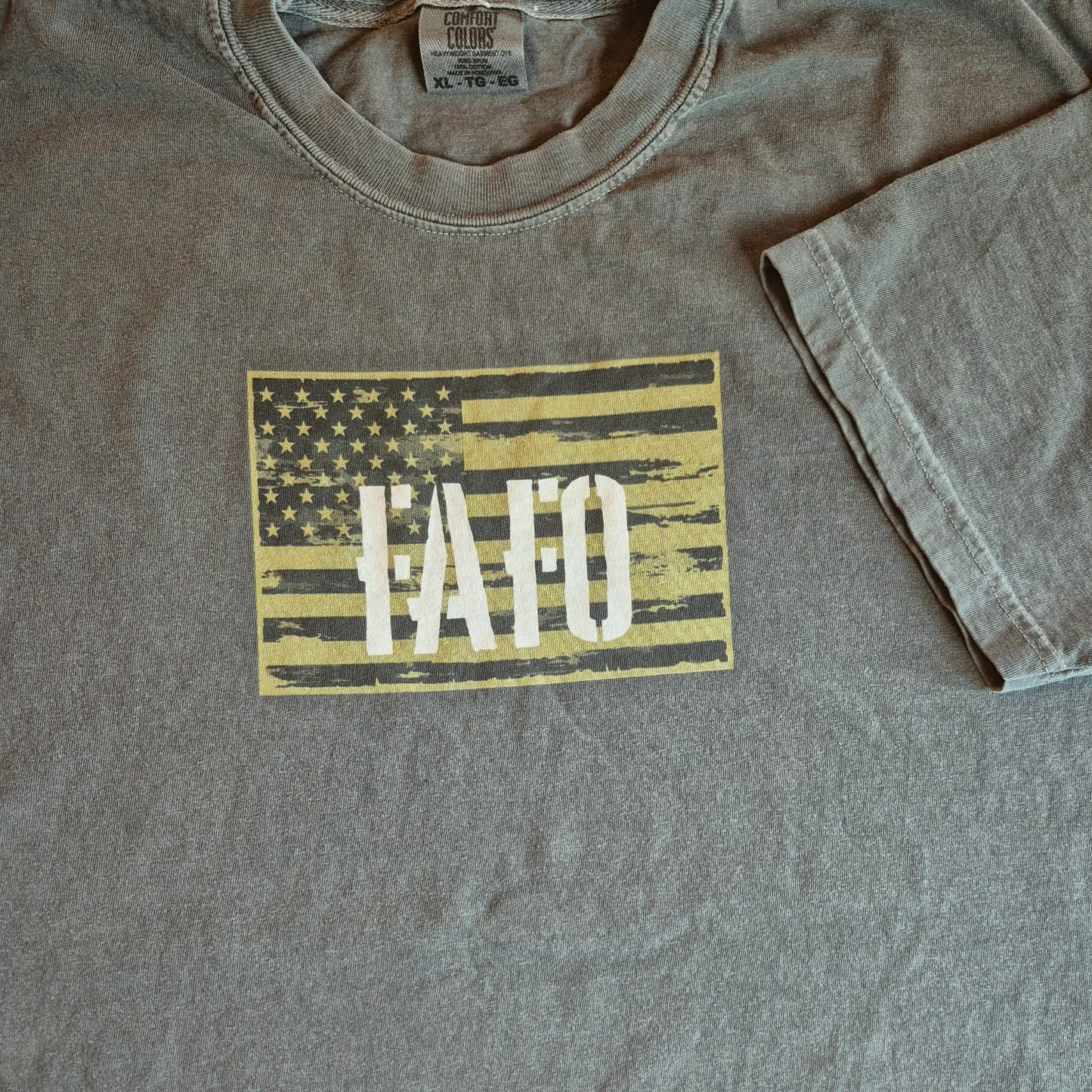 Comfort T-shirt - "FAFO American Flag" (Olive)