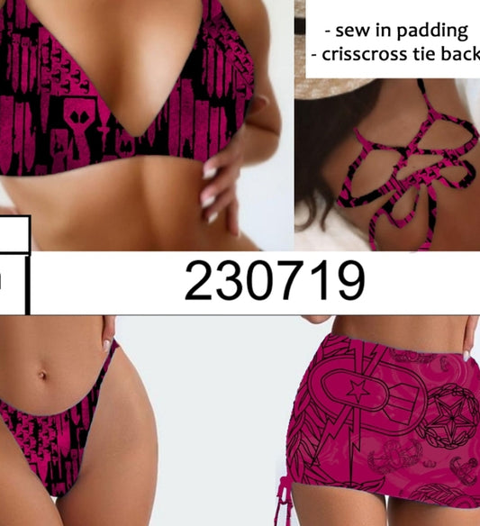 Women's String Bikini Skirt Set (SAMPLE) - "EOD Bomb Flag" (Red)