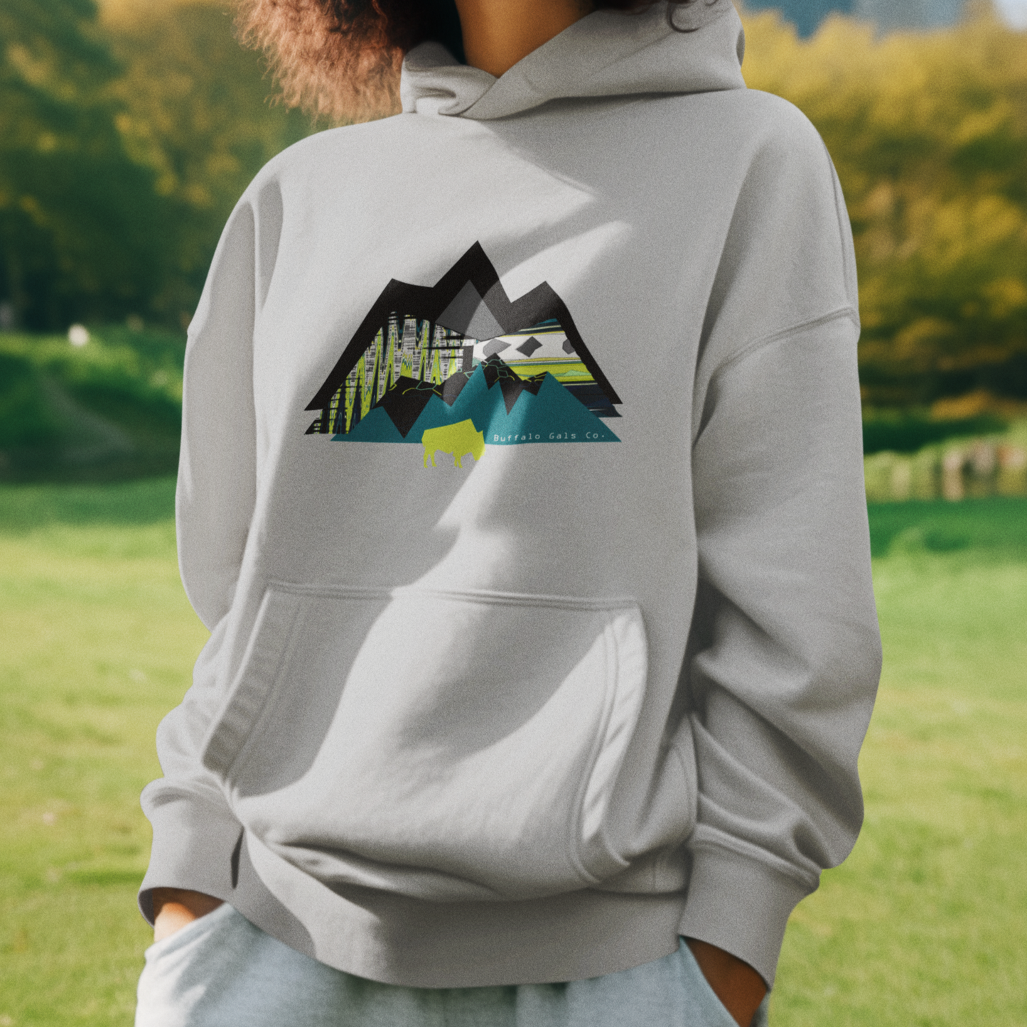 Hoodie Sweat Shirt - "Chartreuse Mountains"