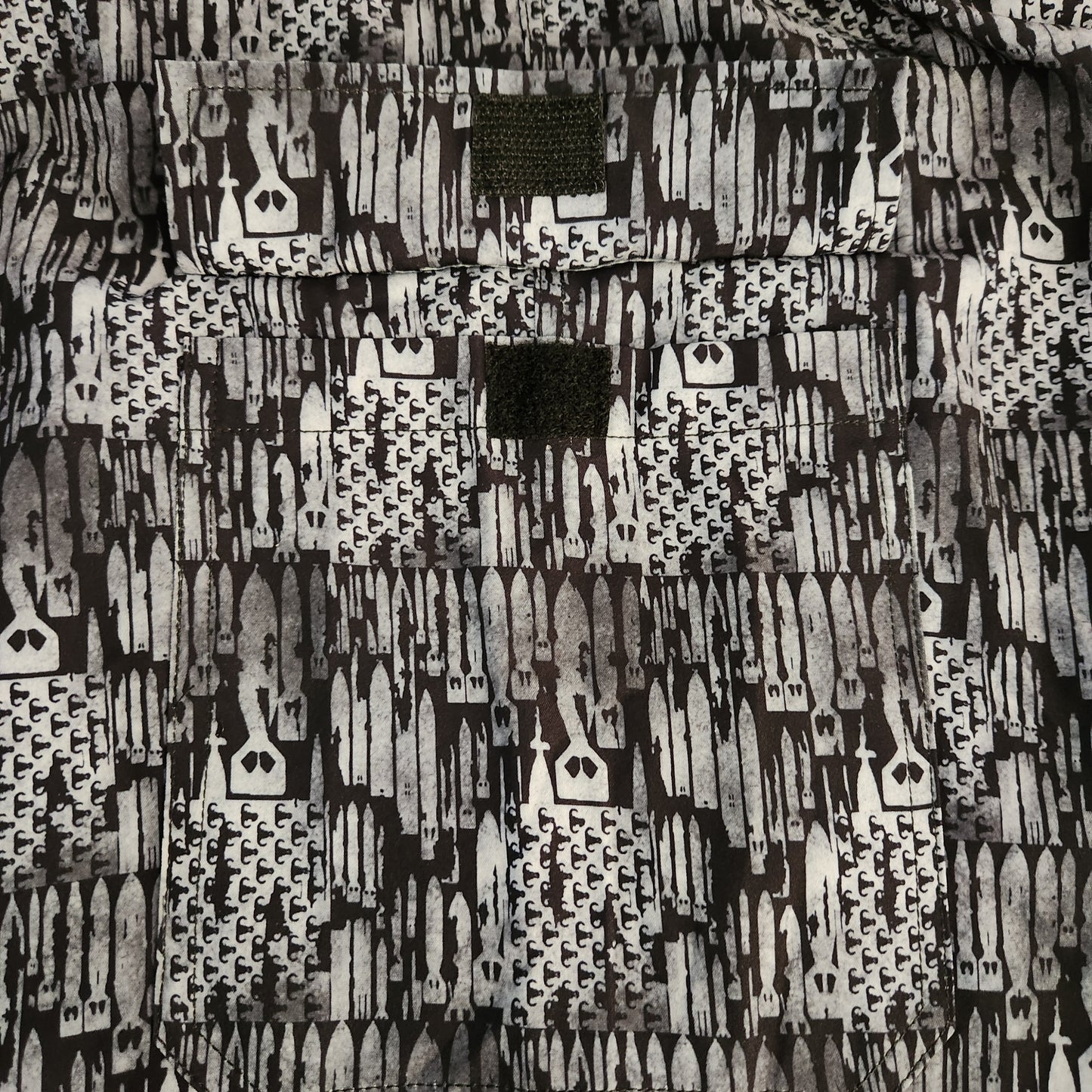 Men's Board Shorts (SAMPLE) - "EOD Bomb Flag" (Grey on Black) Small pattern