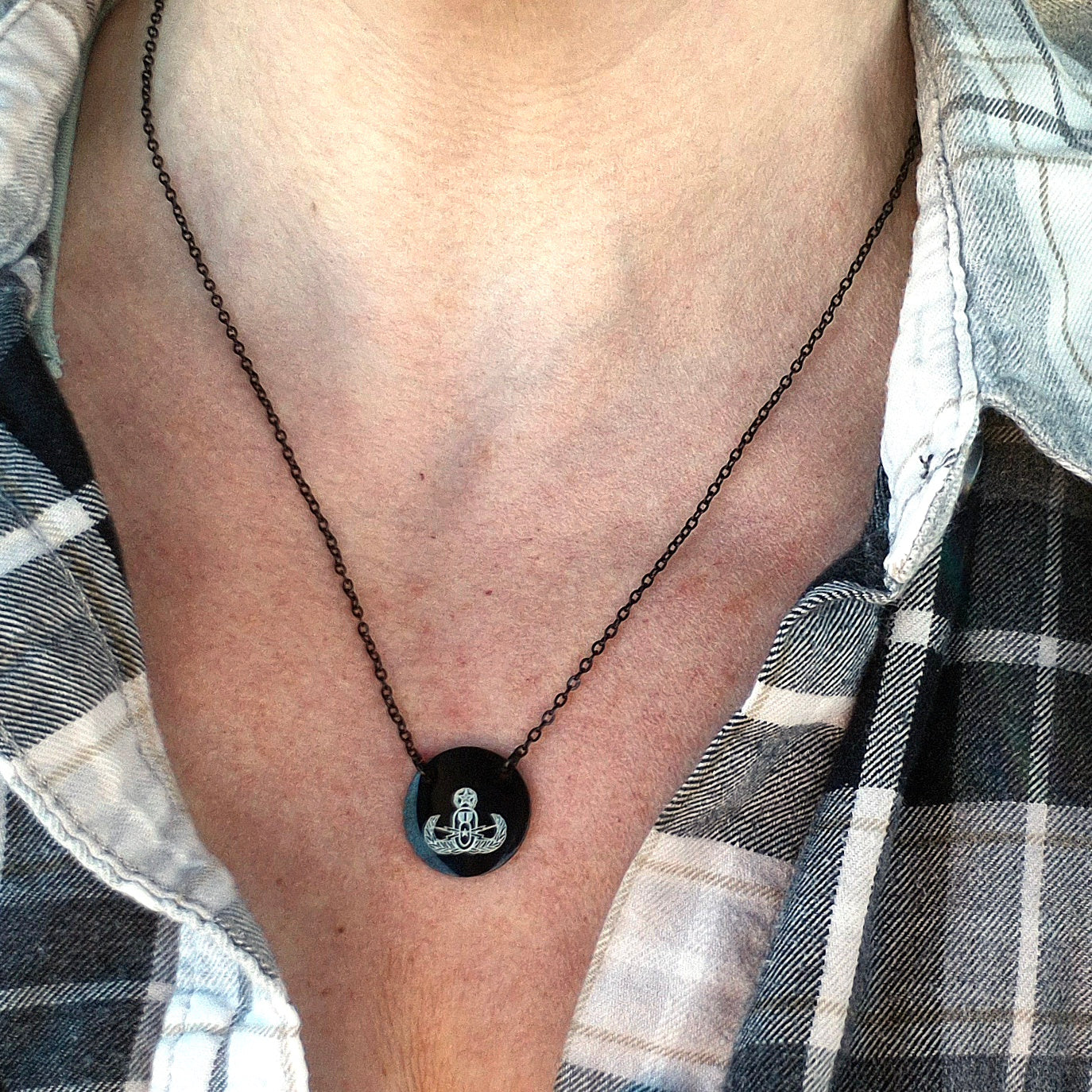 Engraved Circle Necklace - "EOD Master Badge"