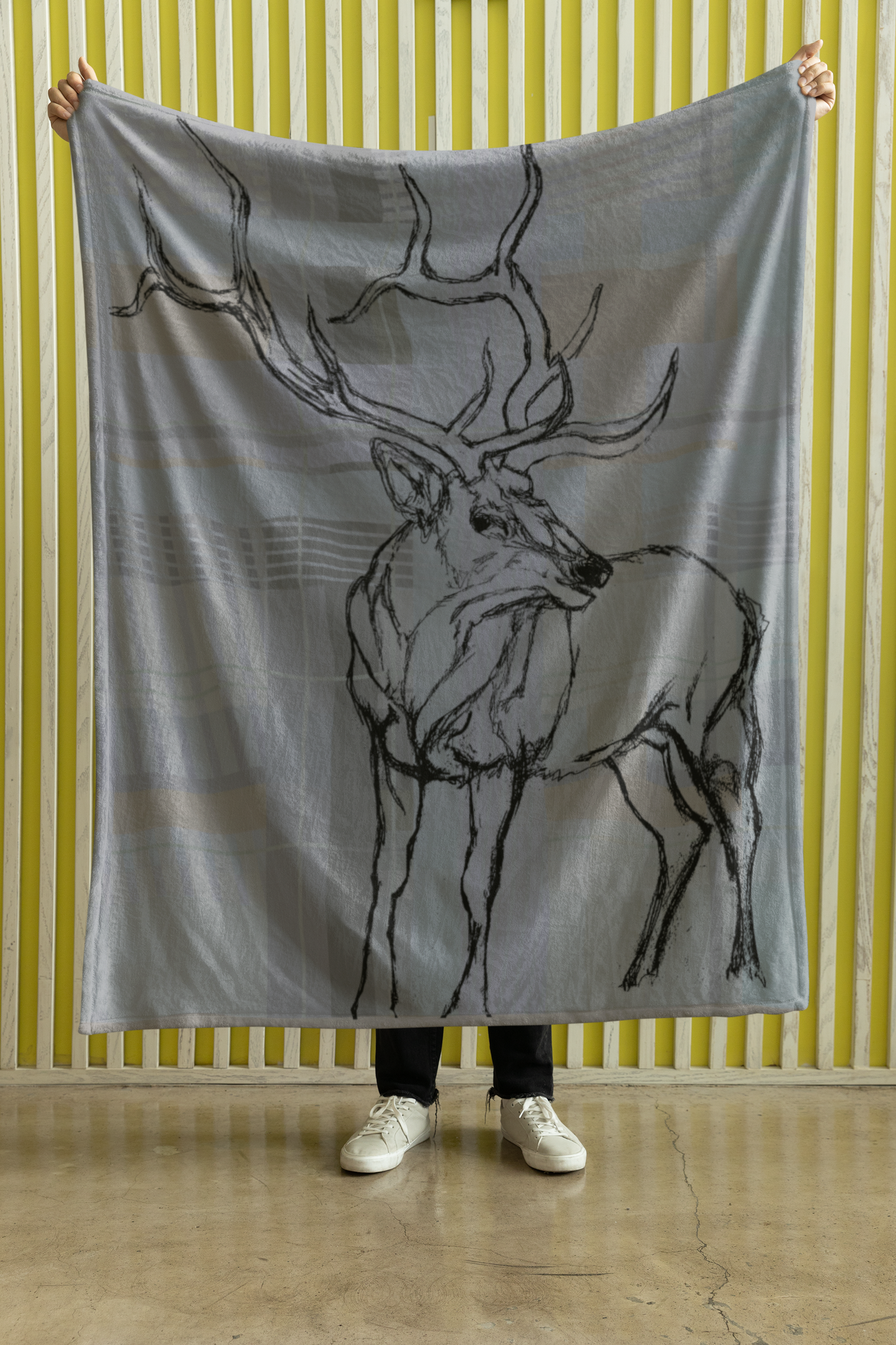 Plush Throw Blanket - "Plaid Elk"