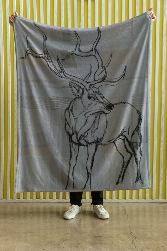 Plush Throw Blanket - "Plaid Elk"