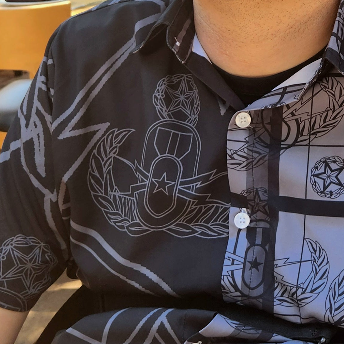 The Crab in Black Hawaiian/Button-up Shirt