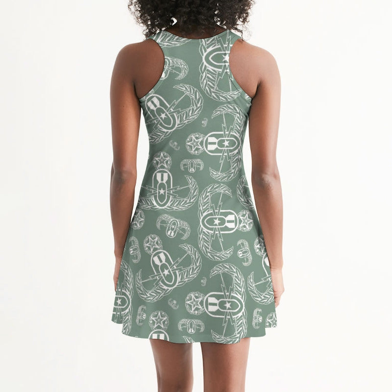 Dress (Rib Knit Racerback) - "EOD Badges X 3" (White on Sage)