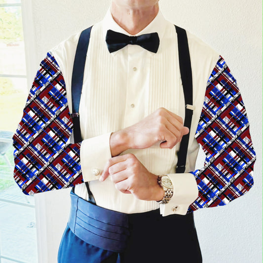 CUSTOM ORDER - Mess Dress Shirt (Men's) - "EOD Flannel Plaid" (Red, White, & Blue)