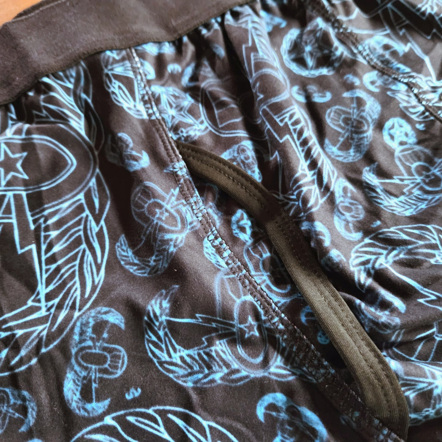 Men's Boxer Briefs with Fly - "EOD Mixed Badges" (Electric Blue on Black)