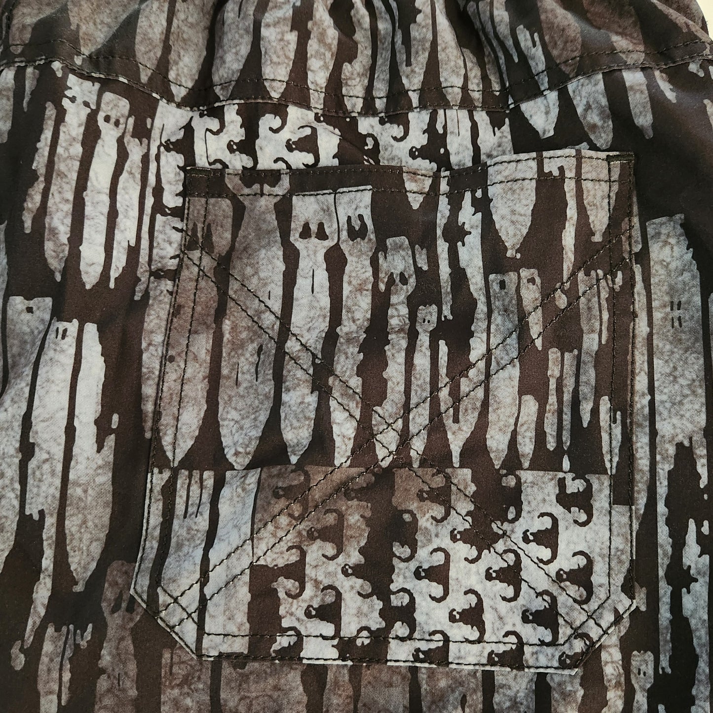 Men's Board Shorts (SAMPLE) - "EOD Bomb Flag" (Grey on Black) Big pattern