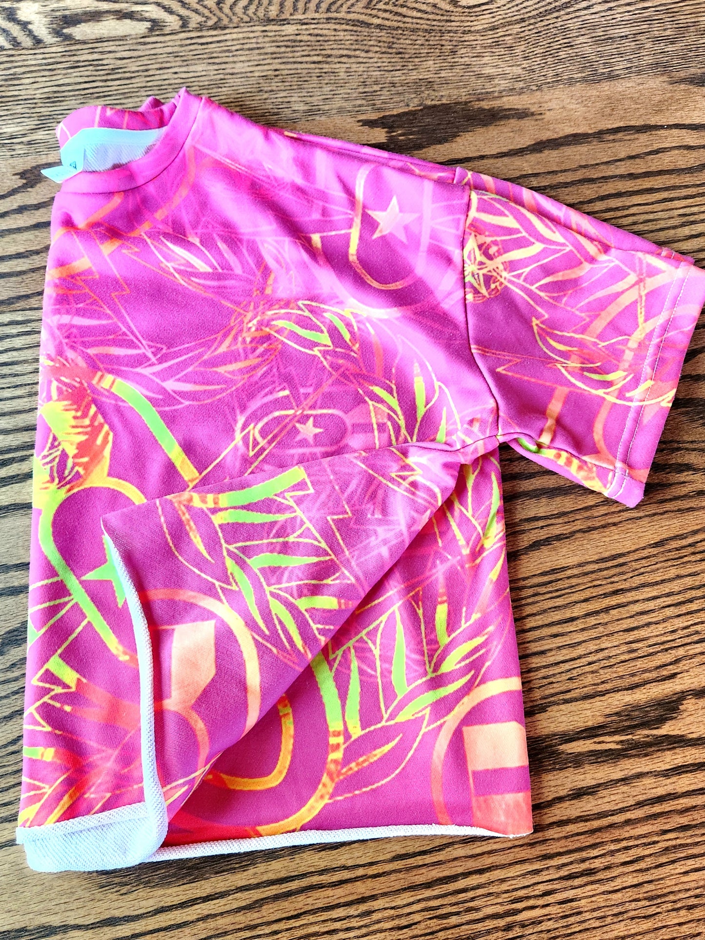 Print On Demand - French Terry Cropped Tee - "It's 5 o'clock Somewhere" (Neon Pink & Yellow)