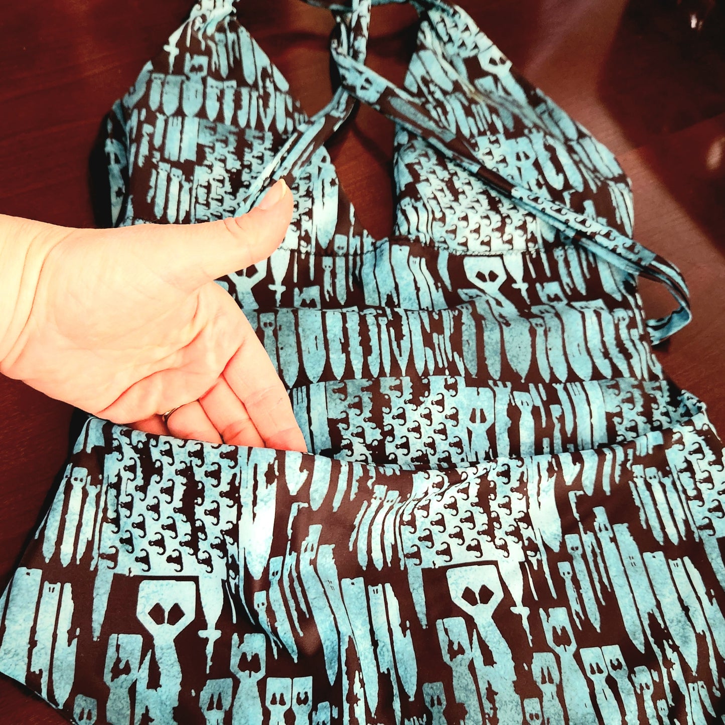 Women's Split One-Piece (SAMPLE) - "EOD Bomb Flag" (Turquoise)