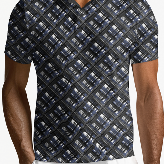 Polo Shirt - "EOD Diagonal Plaid" (Navy & Black)