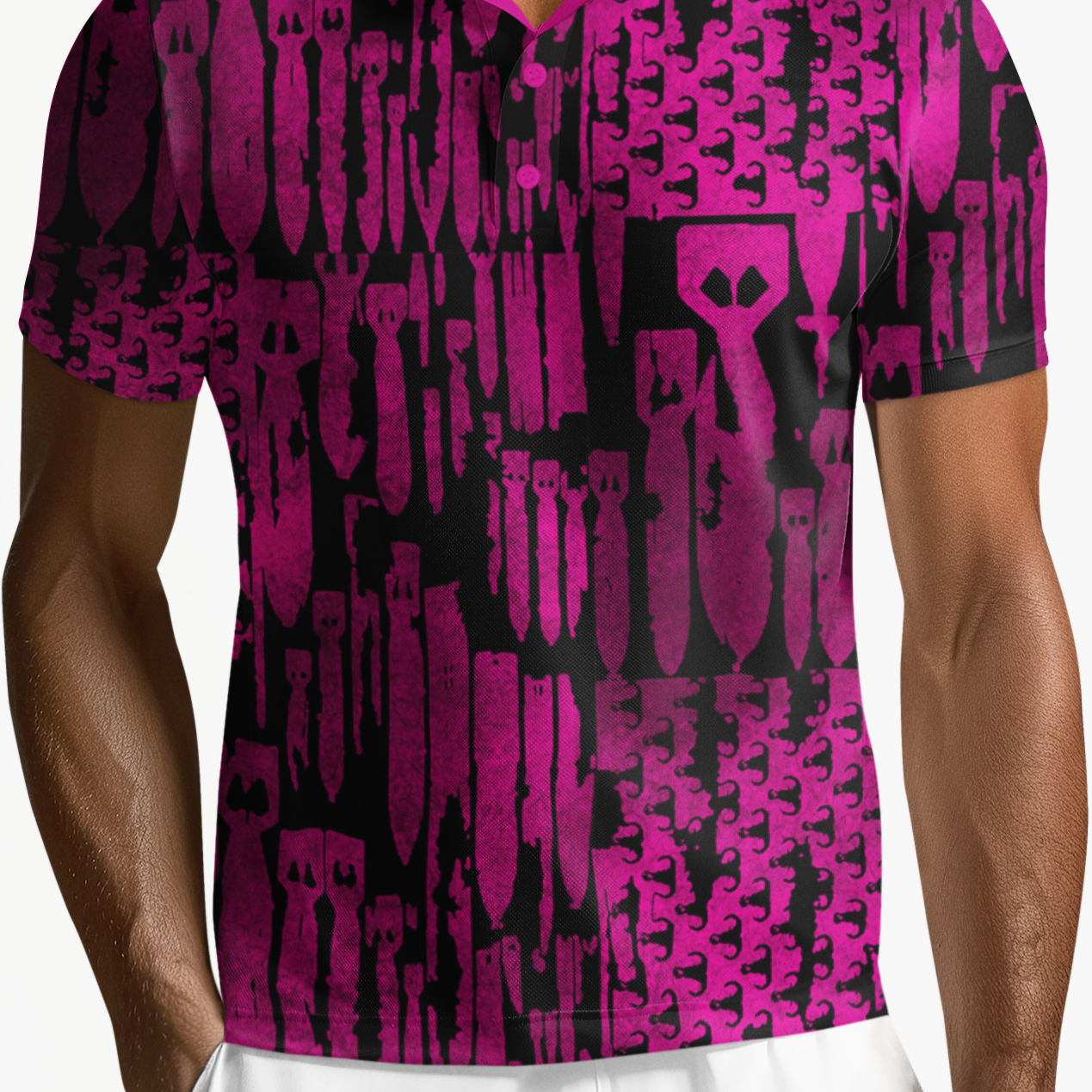 Polo Shirt - "EOD Bomb Flag" (Pink on Black)