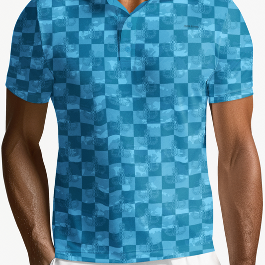 Polo Shirt - "EOD Buffoulage Checkered Flag" (Blue)