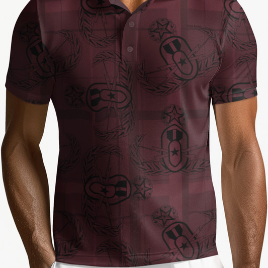 Polo Shirt - "EOD Plaid" (Black on Maroon)