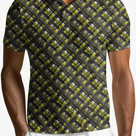 Polo Shirt - "EOD Diagonal Plaid" (Yellow & Black)