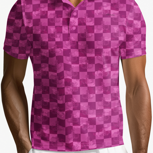 Polo Shirt - "EOD Buffoulage Checkered Flag" (Pink)