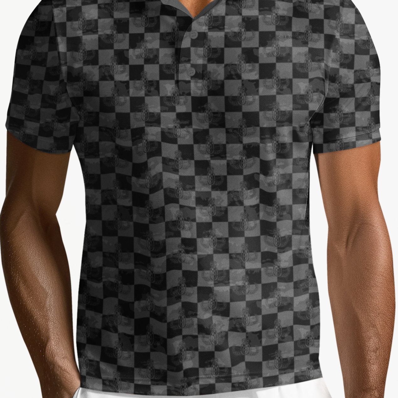 Polo Shirt - "EOD Buffoulage Checkered Flag" (Grey)