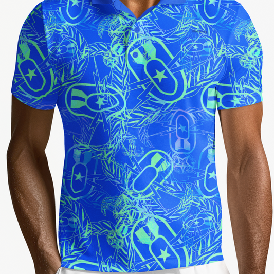 Polo Shirt - "It's 5 o'clock Somewhere" (Green on Blue)