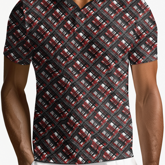 Polo Shirt - "EOD Diagonal Plaid" (Red & Black)