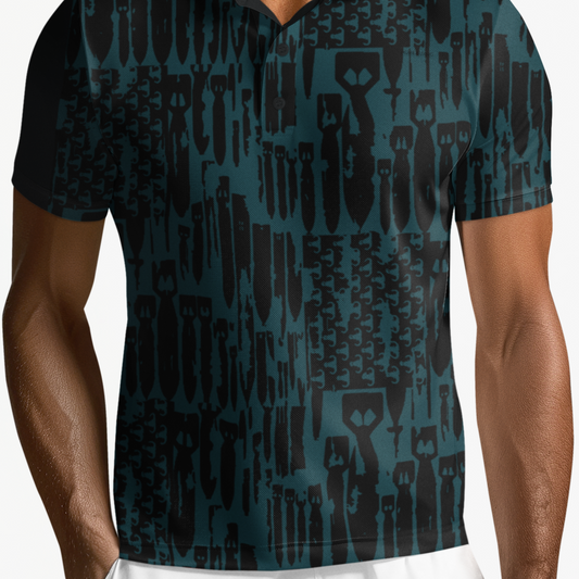 Polo Shirt - "EOD Bomb Flag" (Black on Teal)