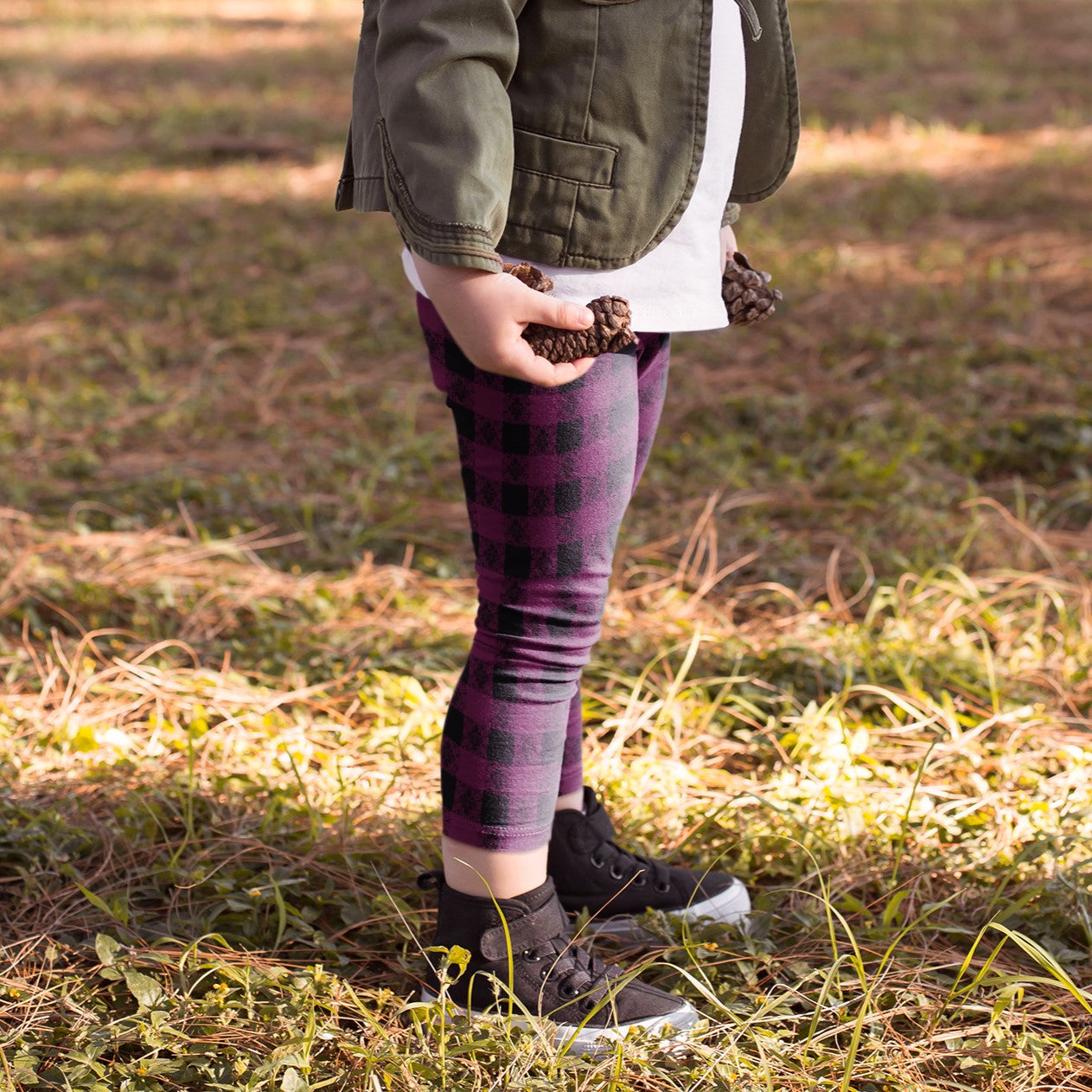 Berry Boho Plaid Youth Leggings